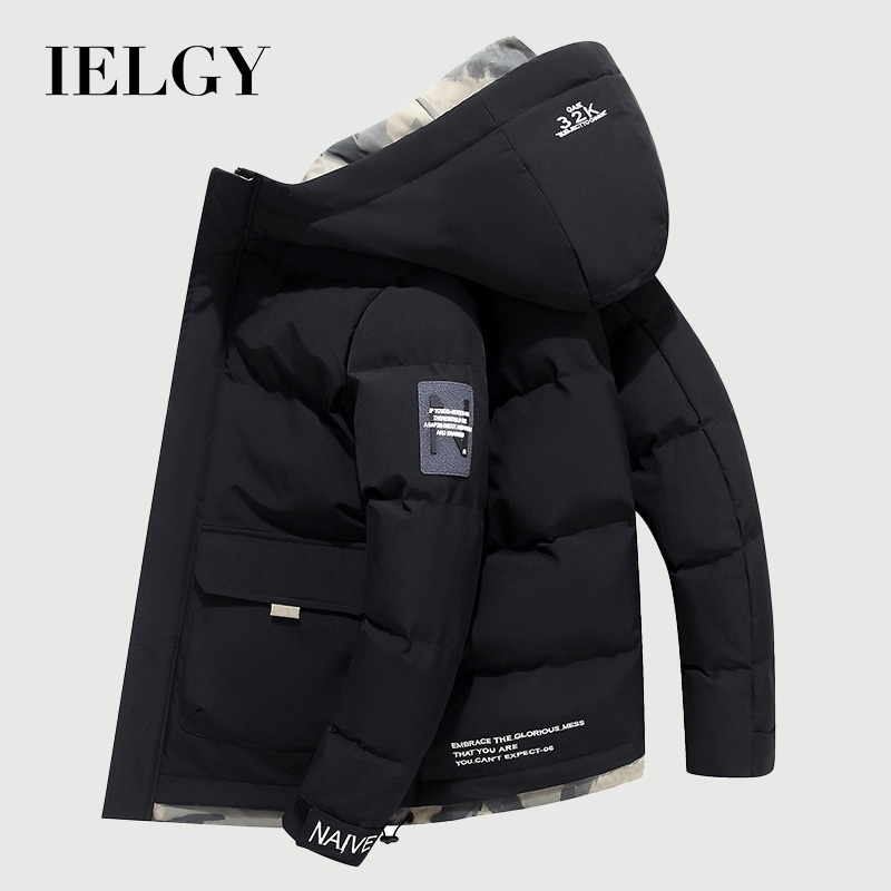  Ielgy Áo khoác dày mùa thu đông quần áo độn bông ngắn cho nam phong cách mới phiên bản Hàn Quốc quần áo trang phục đường phố hợp thời trang 