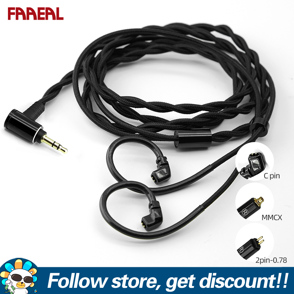 Faaeal cáp thay thế cho kz edx zex zsn zs10 pro zax dq6 gk g5 gs10 gse ue rrm cca ca4 trn mt1 pro qdc dây tai nghe 2 pin 0.75mm cáp tai nghe nâng cấp 2.5mm/3.5mm/cáp âm thanh chuyên dụng 4.4mm