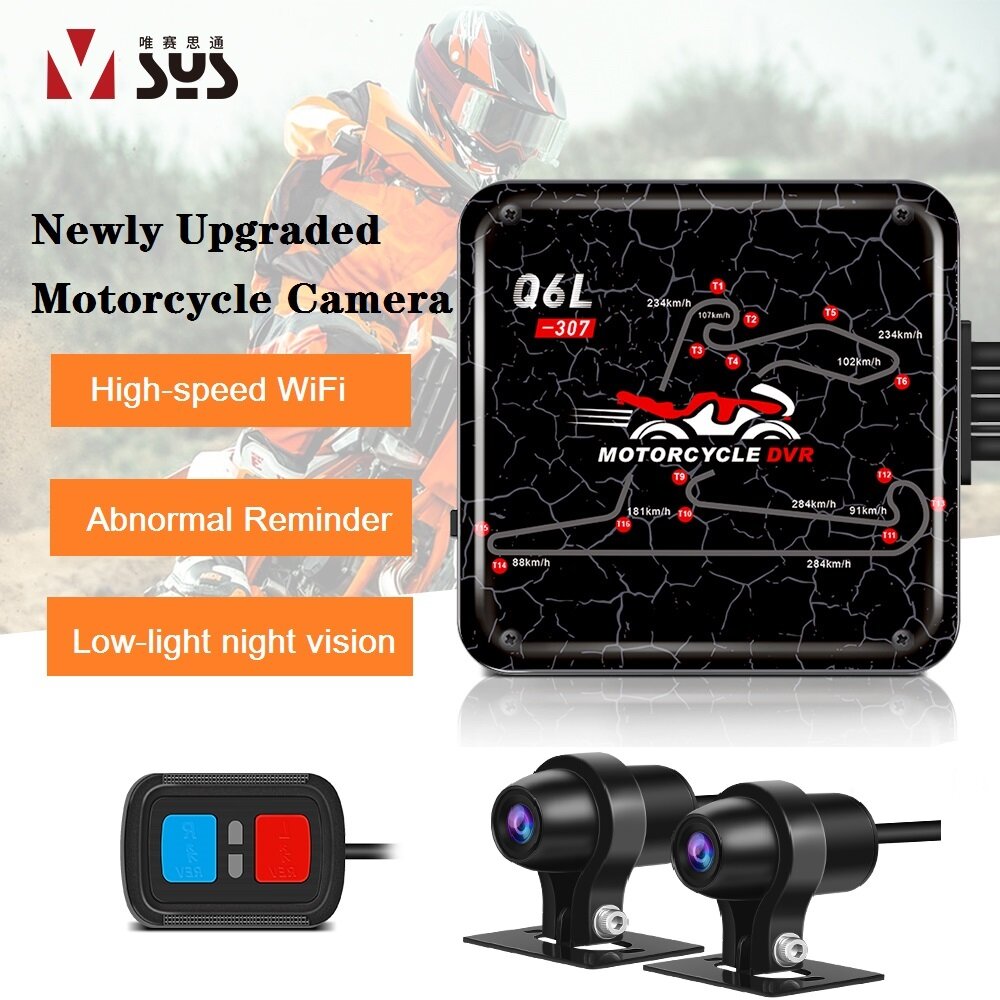 VSYS S6L/Q6L Motoycycle Camera Hight Speed wifi 1080p Full HD Dual Lens Front and Rear View Motorbike Dash Cam Video Recorder , Night Vision and Loop Recording ราคา 2,783 บาท*ส่งฟรี