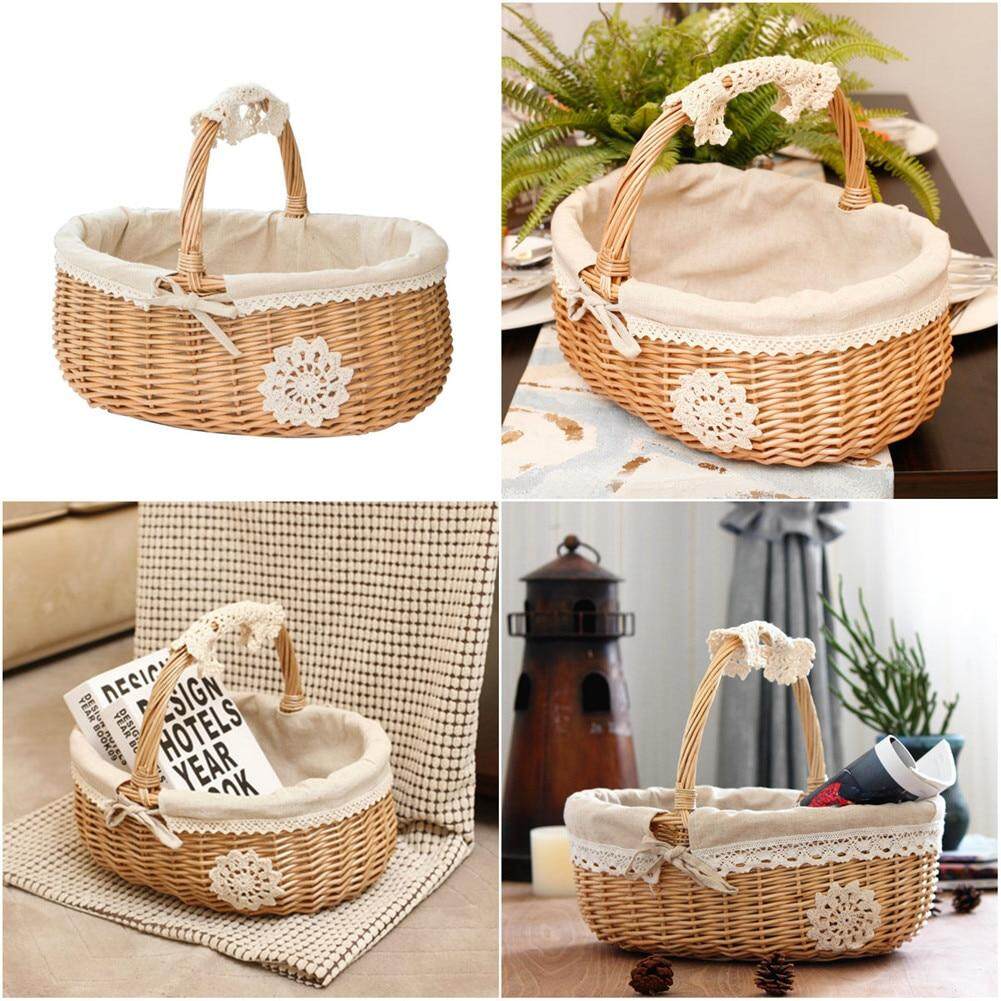 rattan storage basket with lid