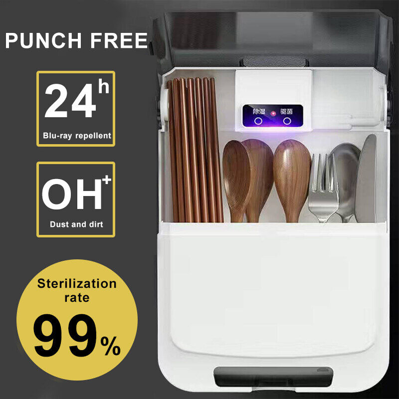 Gambar Kitchen Tableware Sterilizer Box Wall Mounted USB Disinfection Air drying Machine Chopstick Cutlery Organizer Chopstick Holder