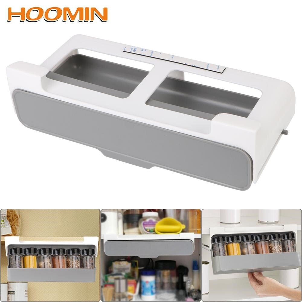 Gambar Spice Bottle Storage Rack Seasoning Bottle Organizer Rack Self adhesive Under Desk Drawer Hidden Kitchen Supplies Storage