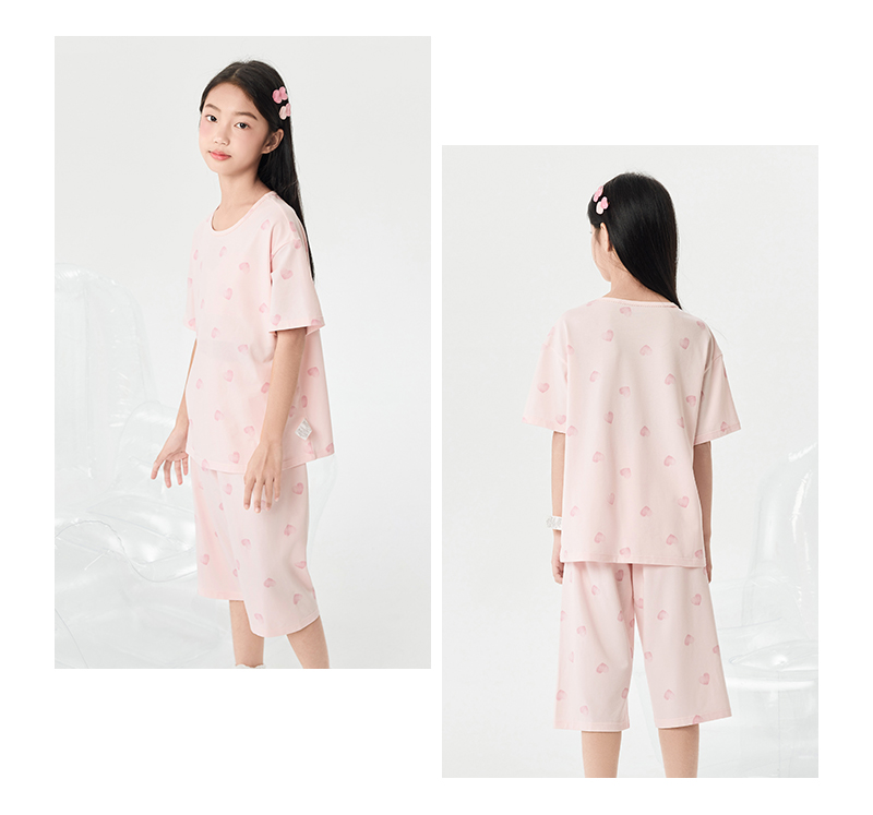 balabala Children Sleepwear Set Summer Air Conditioning Clothing Girl Home Clothing Cool Antibacterial · v2