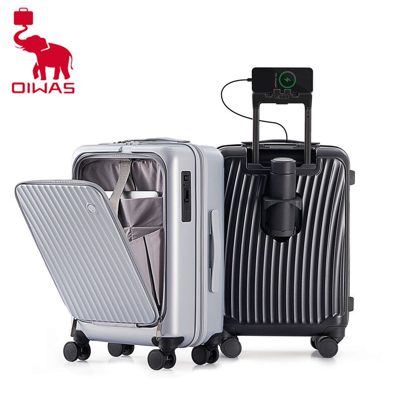 Oiwas chuyến đi công tác nam và nữ Vali thời trang mang theo trên hành lý PC trường hợp khó khăn Vali du lịch 8 bánh xe trục quay vali kéo với khoang phía trước, đôi TSA ổ khóa (ocx6641 20-24 inch)