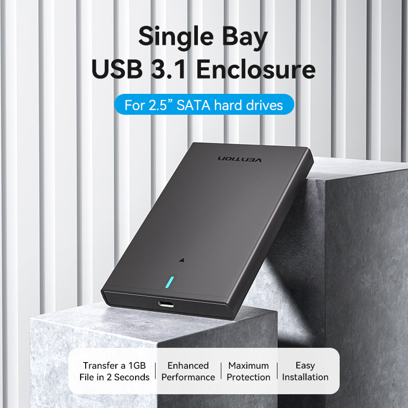 Vention® 2.5 Inch SATA Hard Drive Enclosure USB 3.1 Gen 2-C Facilitates HDD Portability Compatible with SATA Ideal for On-the-Go Use Supports High-Speed Data ราคา 802 บาท*ส่งฟรี