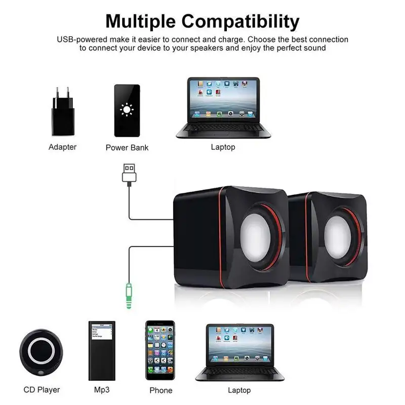 mini portable stereo speaker with 3.5 mm jack