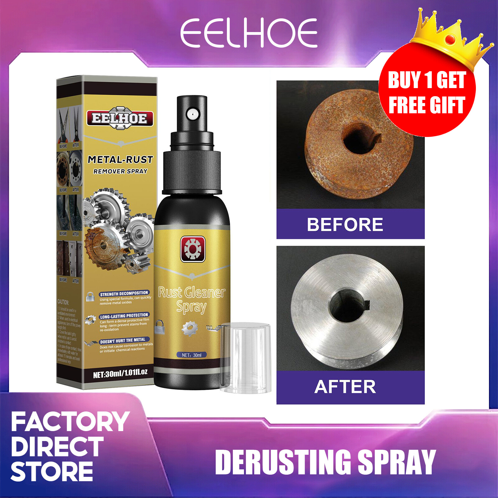 Ellhoe bình xịt tẩy rỉ sét xe hơi chất tẩy rửa rỉ sét đa năng làm sạch bảo dưỡng hiệu quả nhanh sơn crôm kim loại làm sạch chất bôi trơn chống rỉ sét đồ nội thất ô tô sử dụng kép chất ức chế rỉ sét phụ tùng kim loại vành bánh xe ô tô