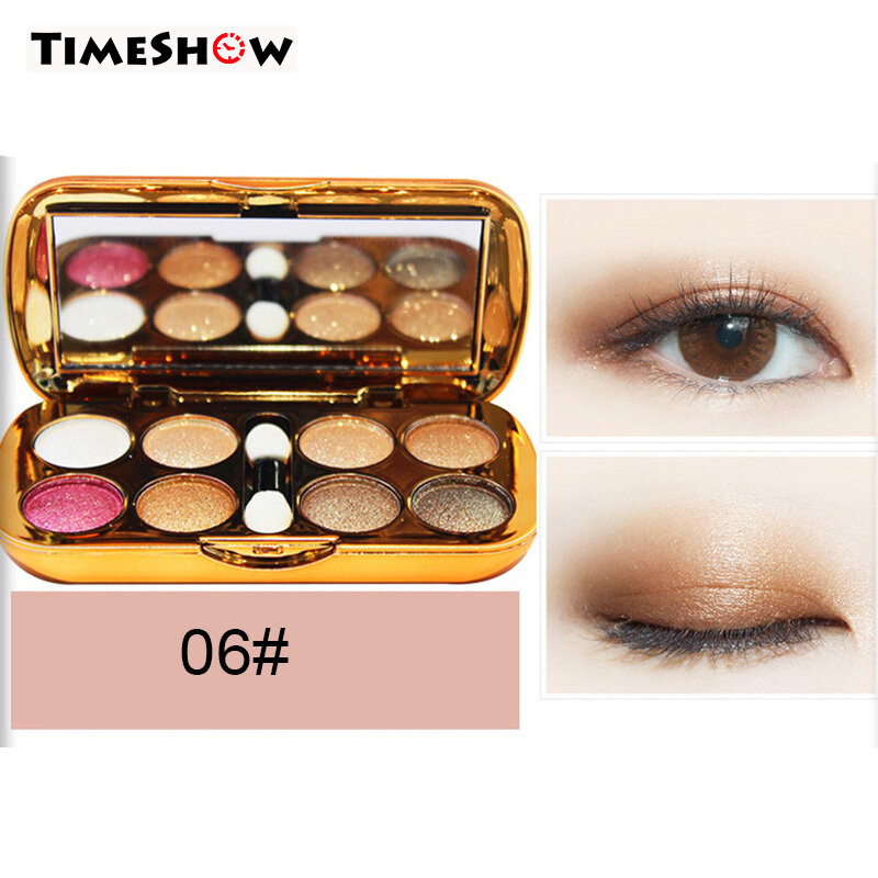 Gambar 8 Colors Glitter Eyeshadow With Brush Face Makeup Cosmetics Shiny Eye Shadow Palette