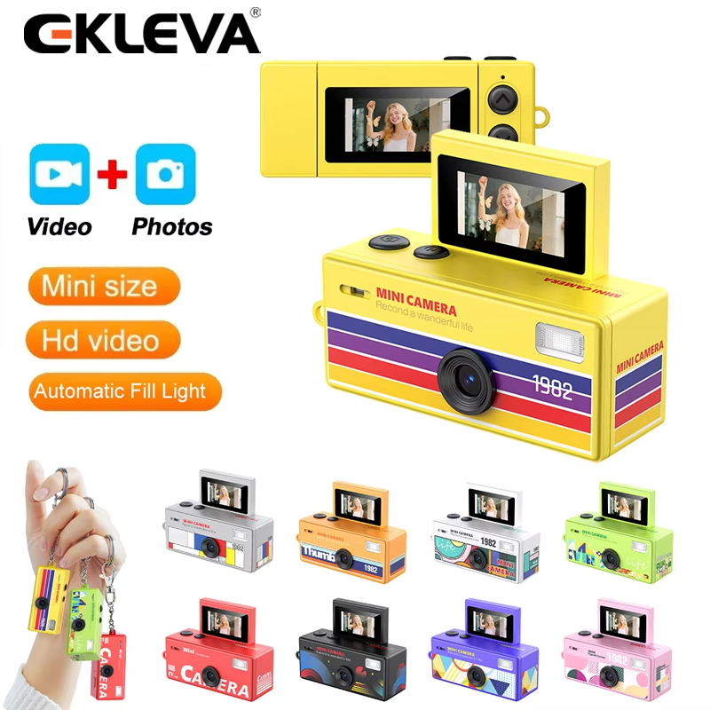 EKLEVA Digital Camera 180° Flip Screen Selfile Keychain Camera Retro Support Memory Card HD Very Small Camcorder Video Recorder ราคา 692 บาท*ส่งฟรี