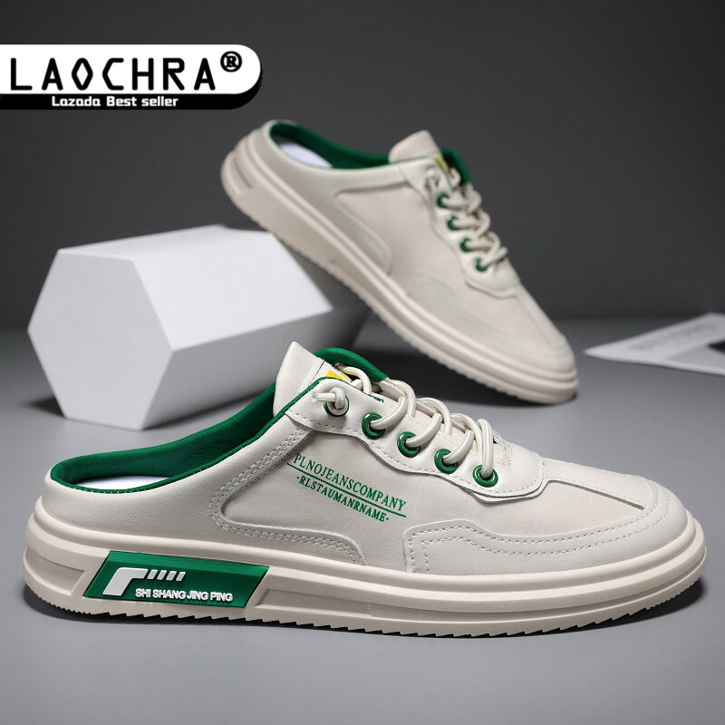 Laochra nửa Giày người đàn ông bán giày slip-on không thấm nước Topsider giày phong cách hàn quốc nam đơn giản Dép nửa chân nam thời trang Giày lười