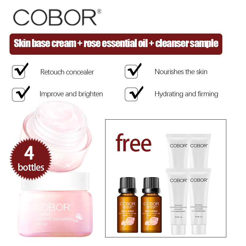 Gambar COBOR 2 bottles 4 bottles Flower Essence Repairing Cream Anti Oxidant Anti aging Firming Lifting No makeup Facial Moisturizer With Free Gift Eye Rose Oil And Cleanser Samples