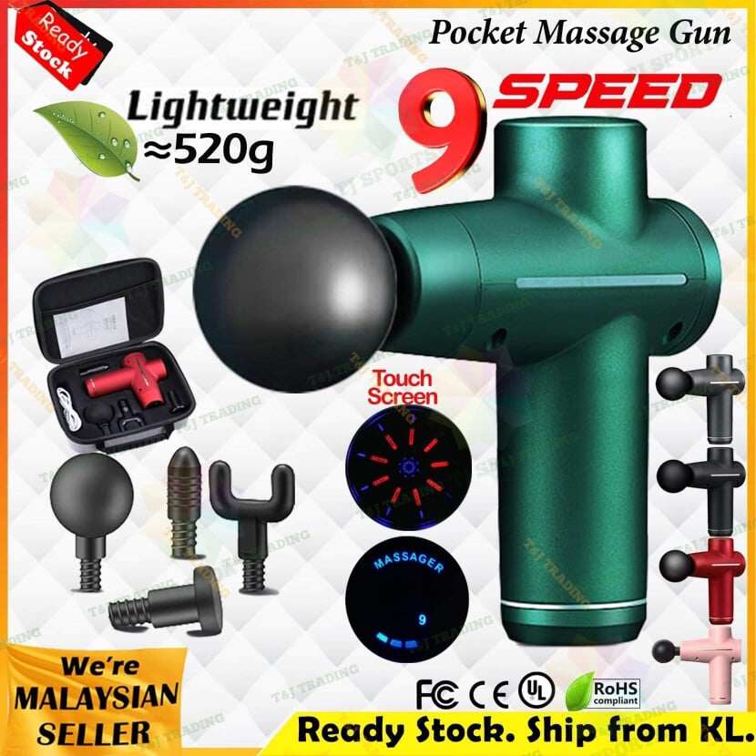 Gambar [Laz Choice 2021 New Arrival] Mini Portable Massage Gun 9 Speed 4 Head 3200r min Health Foot Massage Body Massage Machine Booster Muscle Pain Recovery TJ Sports Malaysia Local Warranty