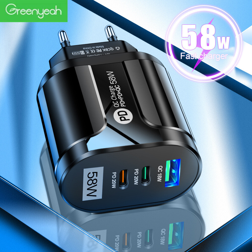 Greenyeah 58w sạc usb pd loại usb c sạc nhanh qc3.0 loại c sạc nhanh cho iphone macbook samsung xiaomi loại c nhanh chóng điện thoại sạc nhanh sạc