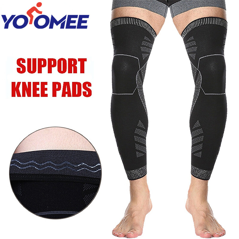  Yoomee găng tay bắp chân tay chân dài đầy đủ Đai bó ống chân Băng cố định gối dài bảo vệ đầu gối bảo vệ bóng rổ bóng đá giảm đau đầu gối 
