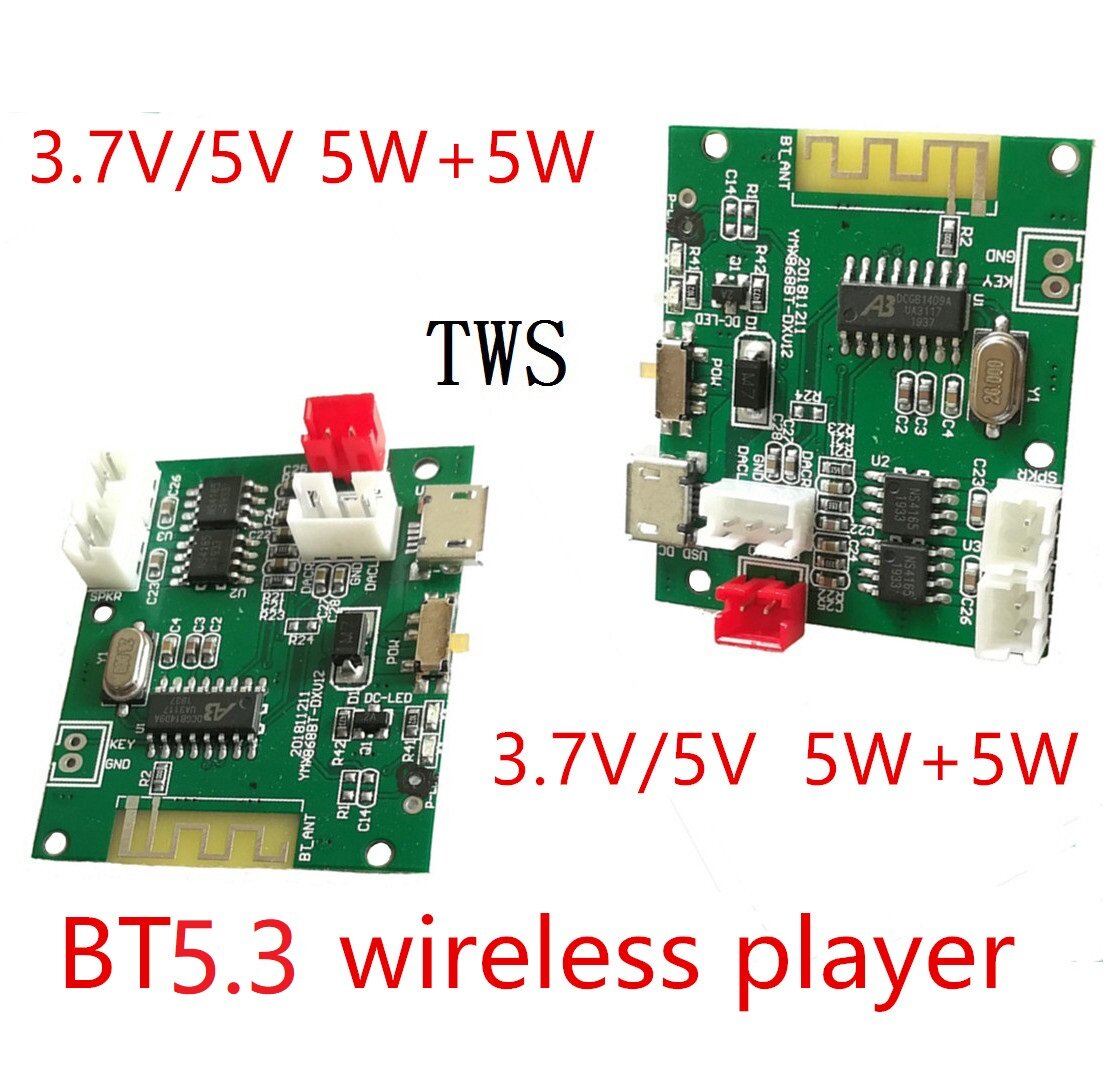 Chất lượng cao khuyến mãi thời trang bluetooth 5.3 TWS mô-đun không dây Bộ khuếch đại công suất pcba mô-đun 5W+5 Wát đầu phát âm thanh hội đồng quản trị