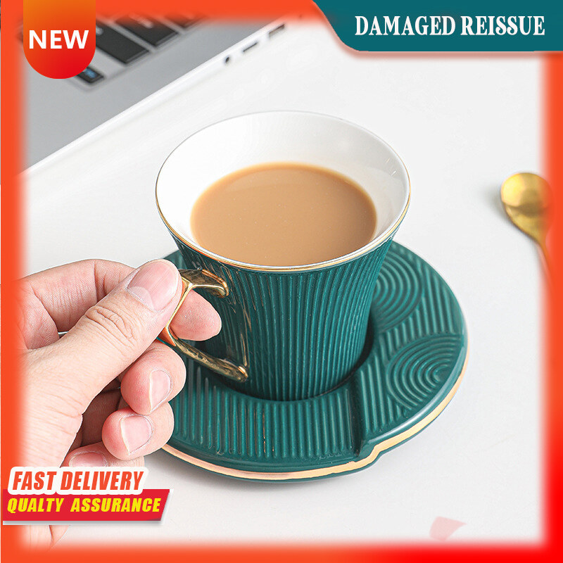 Gambar Ceramic European style Coffee Cup and Saucer Set Flower Tea Cup Wedding Gift Box New Ins Style