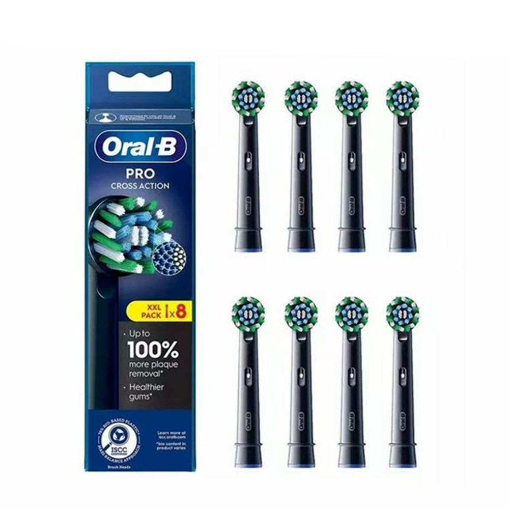 Oral‑B Pro Cross Action Replacement Brush Heads 8 Pack Black For Rotating Electric Toothbrush