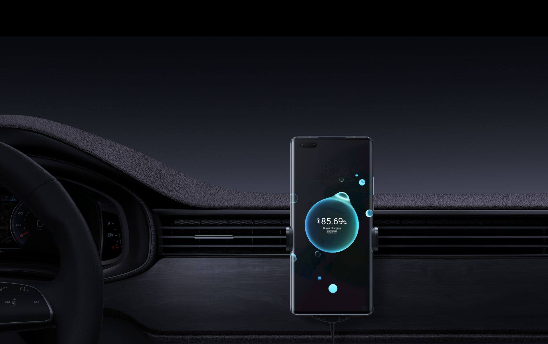 Huawei SuperCharge Wireless Car Charger 50W 2 Ports 3D Air Cooling Universal Compatibility