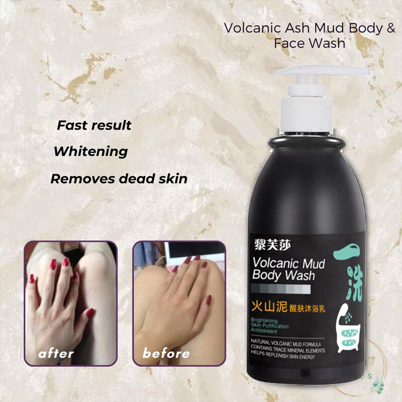 Gambar Whitening Body Wash Volcanic Mud Shower Gel Body  fragrance Moisturizing Exfoliator sabun lumpur gunung berapi 250ml