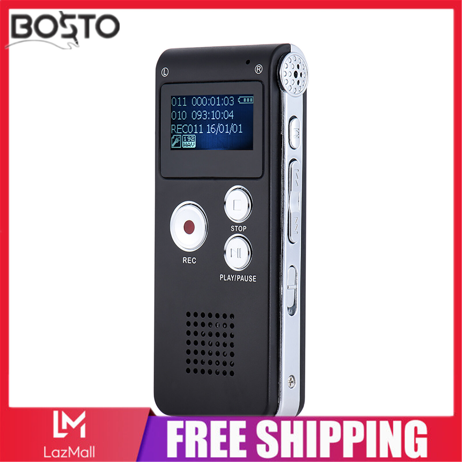 Máy Ghi Âm Điện Thoại Kỹ Thuật Số Thông Minh 8GB Dictaphone MP3 Âm Nhạc Máy Nghe Nhạc A-B VAR Kích Hoạt Bằng Giọng Nói Lặp Lại