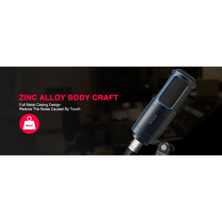 FIFINE K669B USB Metal Studio Recording Cardioid Condenser Microphone With Gain