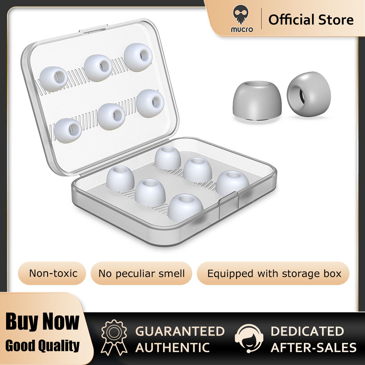 Mucro 12 PCS Wireless Earphone Replaceable Silicone Ear Cap Earplugs for AirPods Pro, with Storage Box ราคา 168 บาท*ส่งฟรี