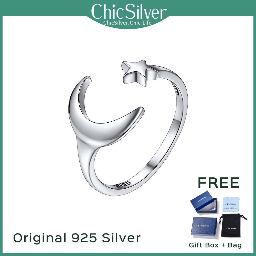 ChicSilver Moon and Star Toe Ring for Women 925 Sterling Silver