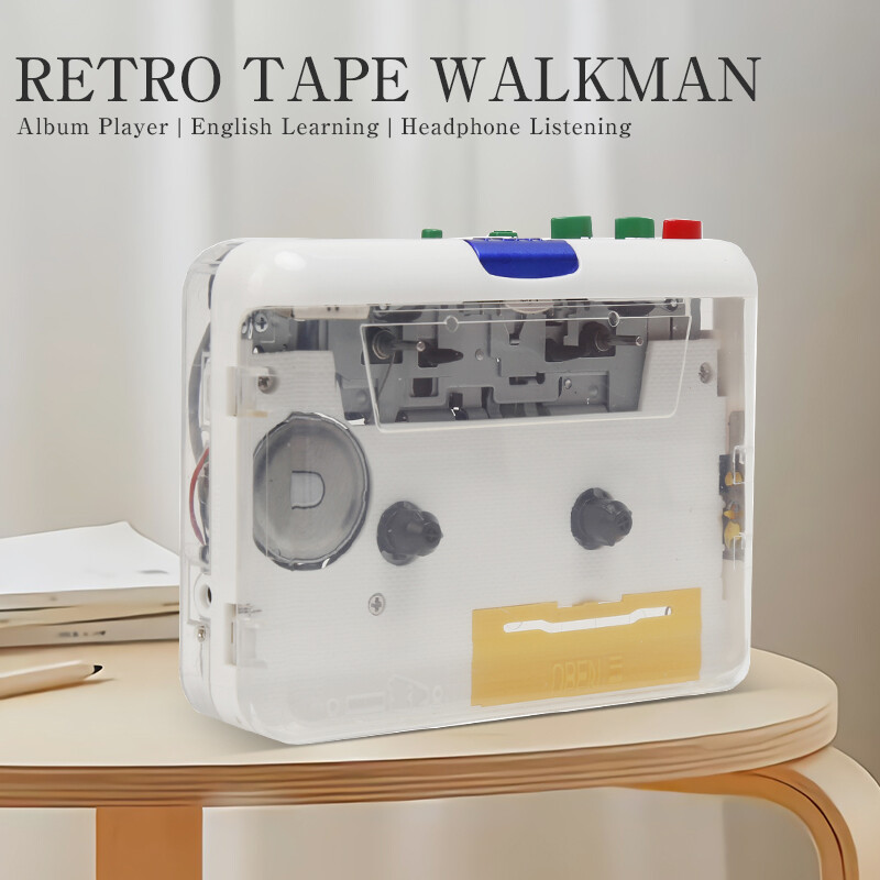Băng Cassette Vỏ Trong Suốt Hoàn Toàn Cổ Điển Sang MP3 Cassette Sang MP3 Giao Diện Type-C Walkman