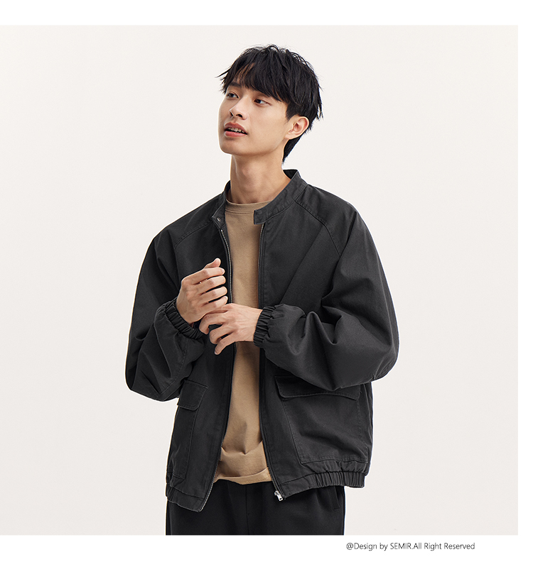 Semir Men'S Jacket For Autumn 2024 Trendy Vintage Work Clothes Jacket Loose Fit Solid Color Featuring Drop-Shoulder Sleeves Versatile Top · v4