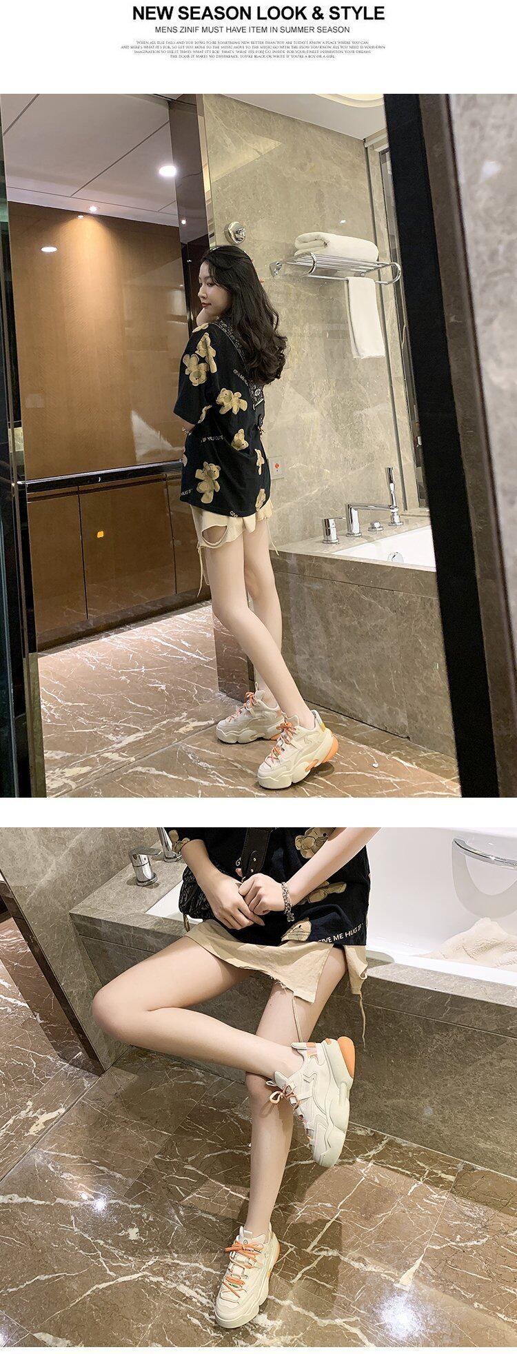 Giày Nữ Thời Trang Hàn Quốc Giày Da PU Đế Dày Nâng Cao Chống Thấm Nước Giày Thể Thao Ngoài Trời