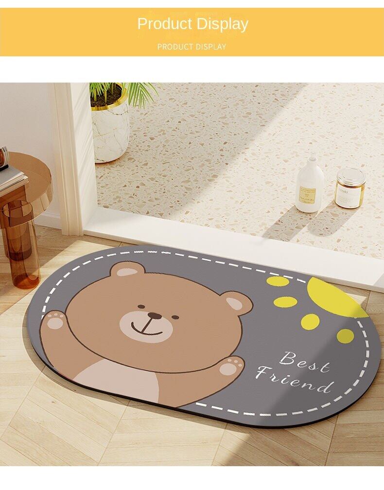 Cartoon hydrophilic pad toilet floor mat diatom ooze soft mat non-slip foot mat bathroom toilet carpet