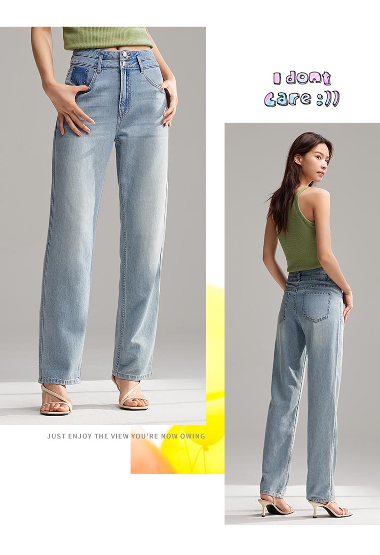 Pantalon Semir Jeans Cool Sense Of Straight pour femmes, style Hong Kong, nouveau petit pantalon de neuf minutes, été 2024