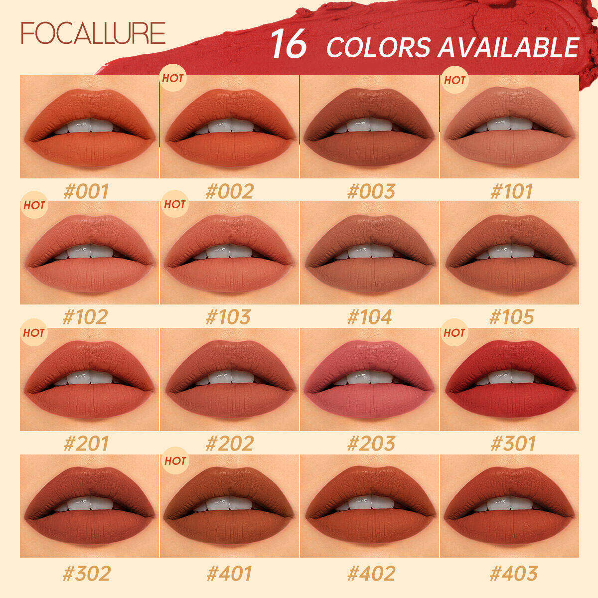 FA 203 Focallure PURE MATTE Lipstick (16 Variations) zDrop