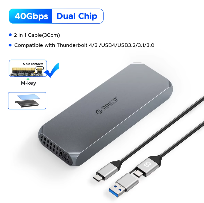 ORICO 20gbps M.2 NVMe SSD Bộ chuyển đổi có vỏ bao công cụ-USB miễn phí C 3.2 Gen 2 PCIe3.0 SSD 1TB v