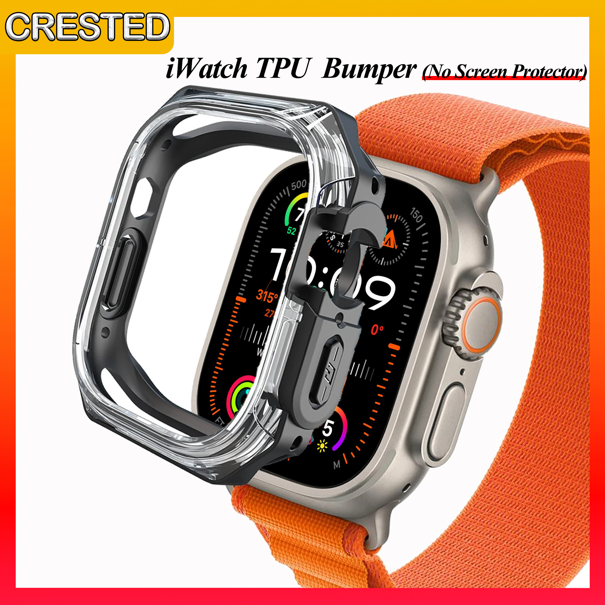TPU+PC case for Apple Watch ultra 49mm Silicone Cover Transparent