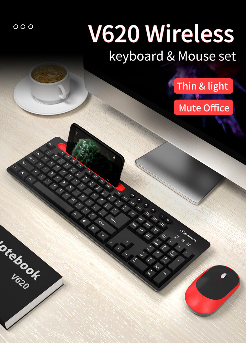 Black Compact FullSize Quiet Keyboard and Mouse Combo MageGee V620