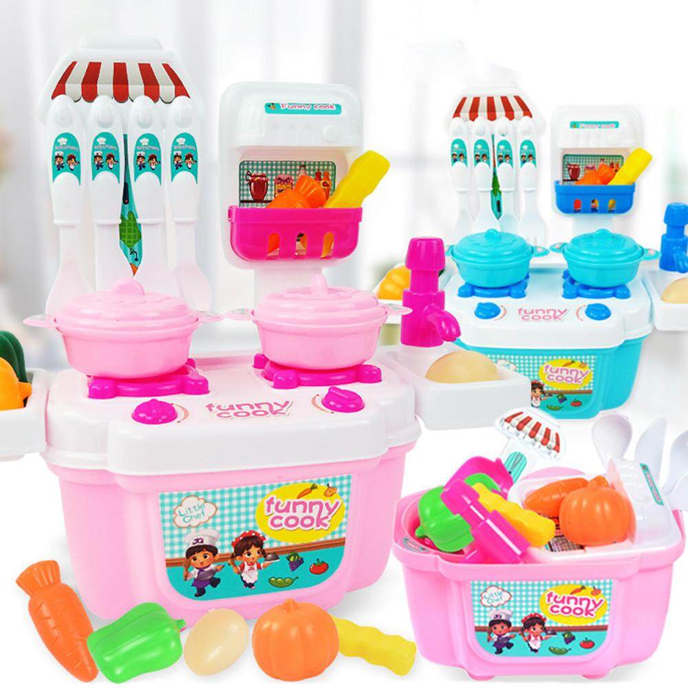 tuscom 1 set children girl toy role play mini simulation kitchenware tableware cookware