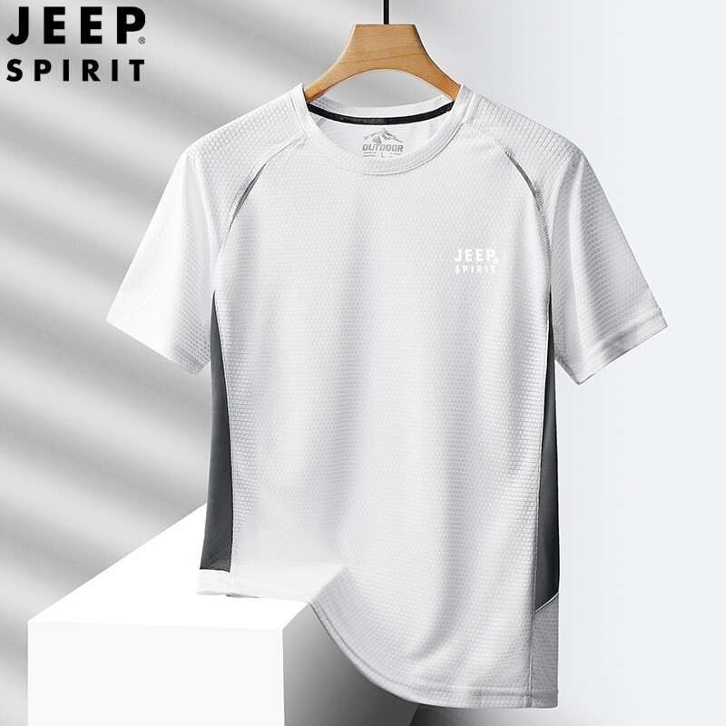 JEEP SPIRIT Summer refreshing and breathable outdoor top, running speed drying short sleeved shirt - 1