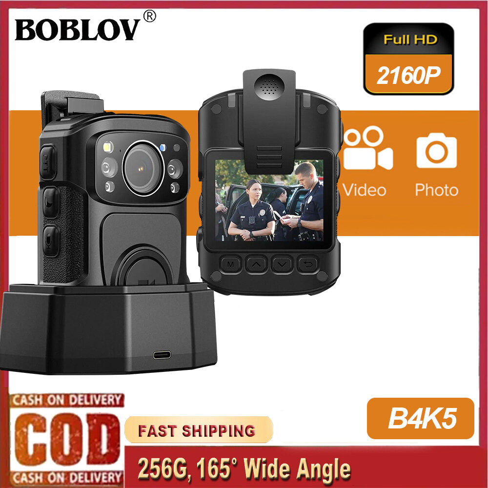BOBLOV B4K5 HD 4K Body Worn Polic Camera IP68 Waterproof with GPS Night Vision 3200Mah 256G 11H Video Recorder Dash Cam For Vlogging ราคา 4,299 บาท*ส่งฟรี