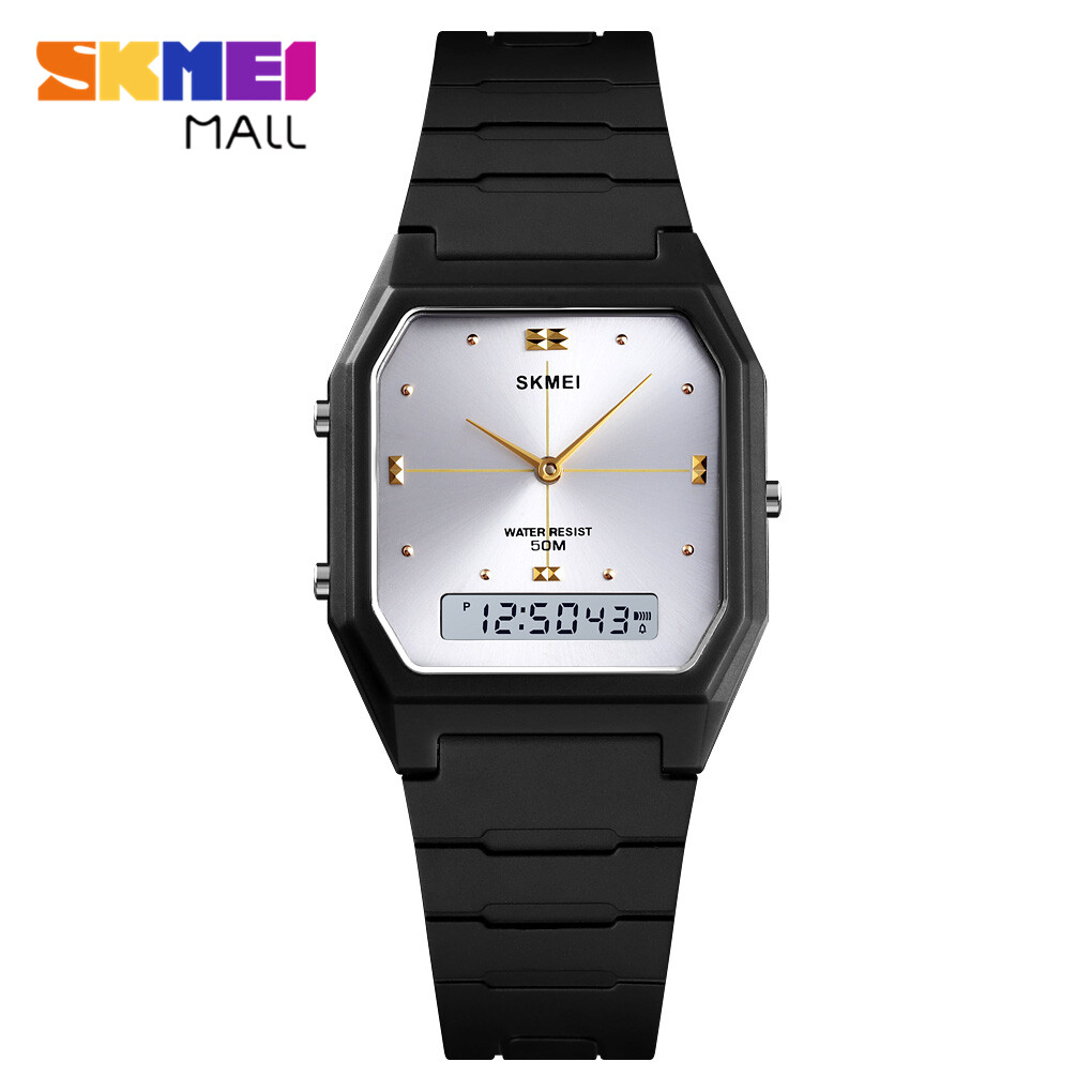 Đồng Hồ Nam SKMEI 1604 Phụ Nữ 3 Thời Gian Ngày Thường Đồng Hồ Cặp Đôi Màn Hình Hiển Thị Kép Siêu Mỏng Dây Chrono Đơn Giản 12/24 Giờ Đồng Hồ đồng Hồ Đeo Tay Chống Nước 50 M