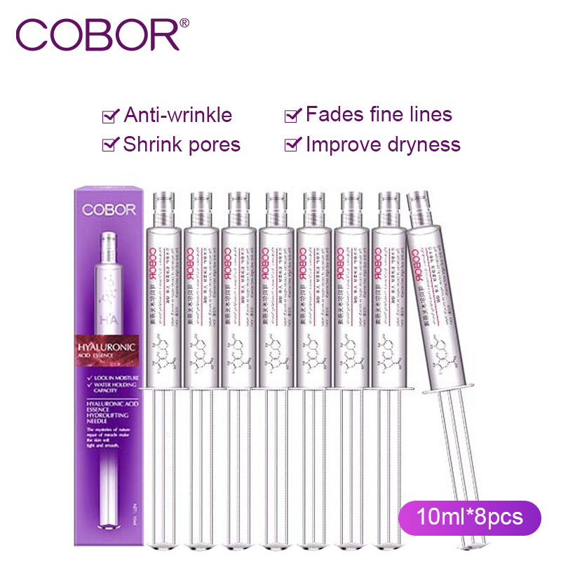 Gambar COBOR 8pcs*10ml Hyaluronic Acid Essence Face Serum Moisturizing Facial Essence Nourishing Repairing Remove Wrinkles Brightening Ageless Beauty Facial Skin Care For Sensitive Skin