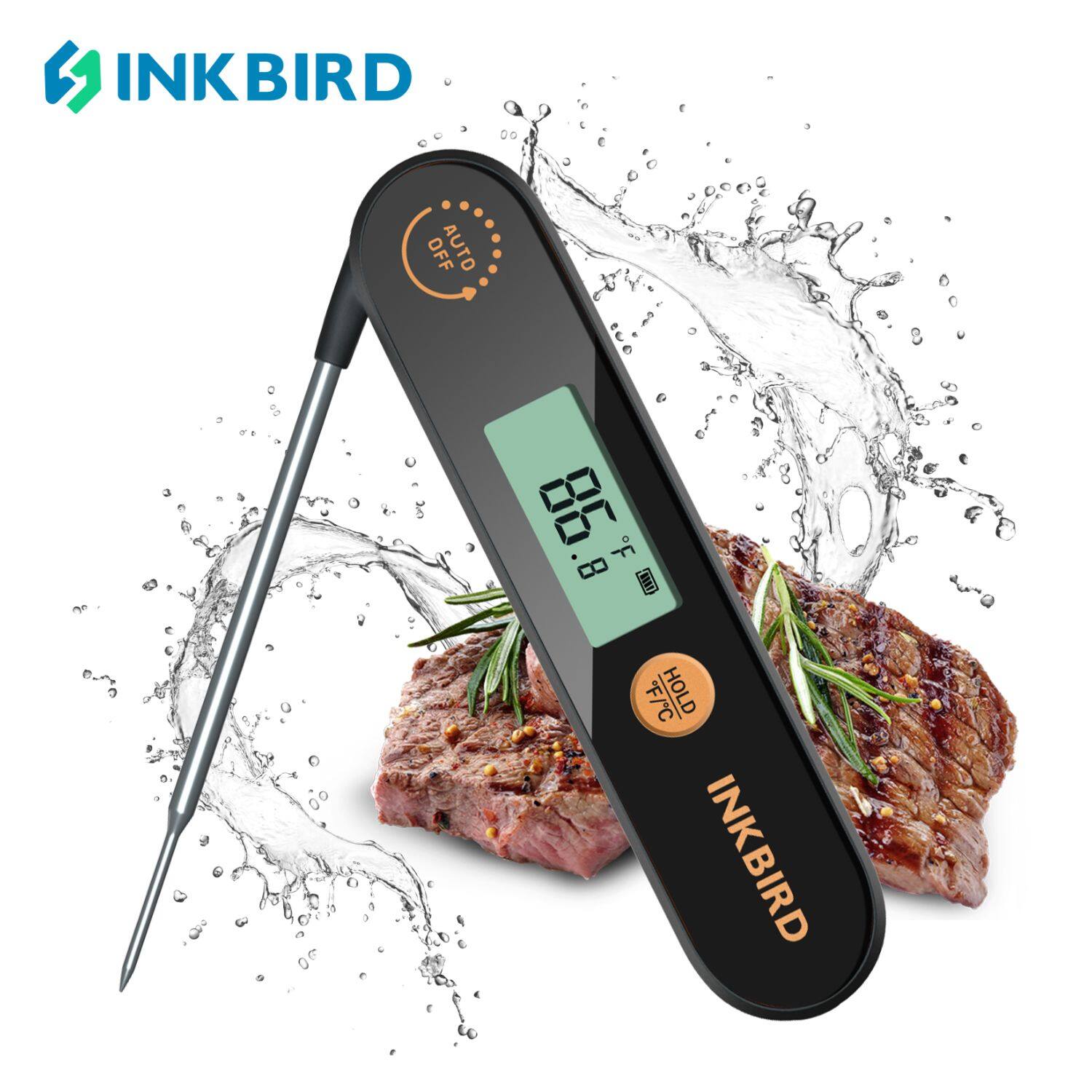 INKBIRD IHT-1X Rechargeable Food Digital Thermometer Meat Cooking BBQ Waterproof High Precision Food Thermometer ราคา 456 บาท*ส่งฟรี