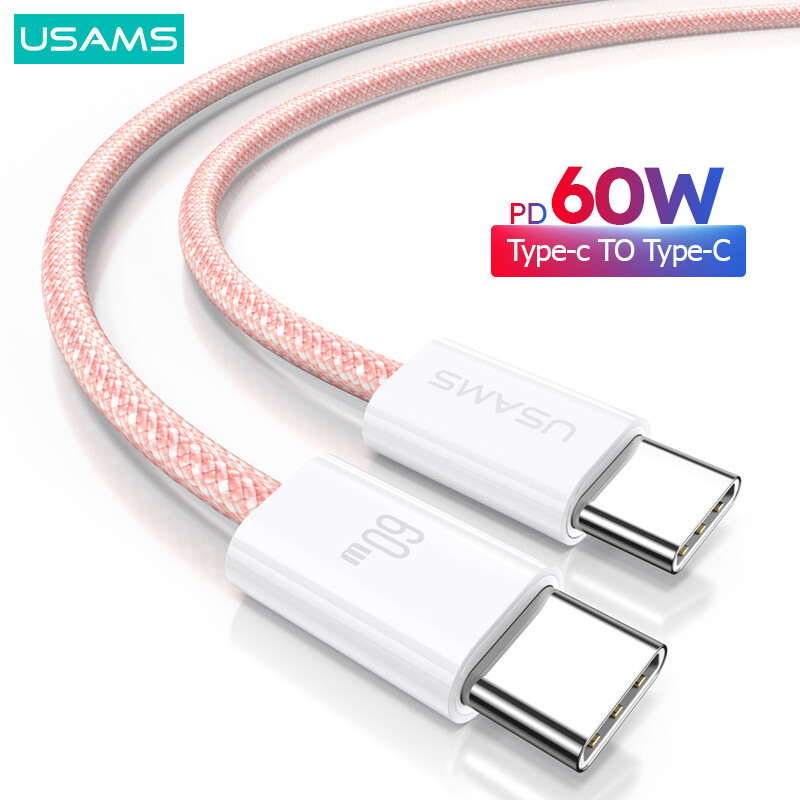 Usams pd60w loại c để loại c cáp sạc nhanh usb-c cáp dữ liệu 480mbps truyền dữ liệu cho macbook ipad samsung xiaomi loại c pd sạc nhanh sạc usb c cáp