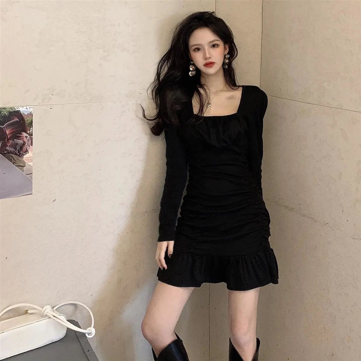 Dress Women Korean Style Fashion Sweet Retro Square Neck Pink Temperament  Inner Bottoming Skirts for Women Clothes Korean Style A-Line Dresses High  Waist Mid Skirt - Lazada | Lazada