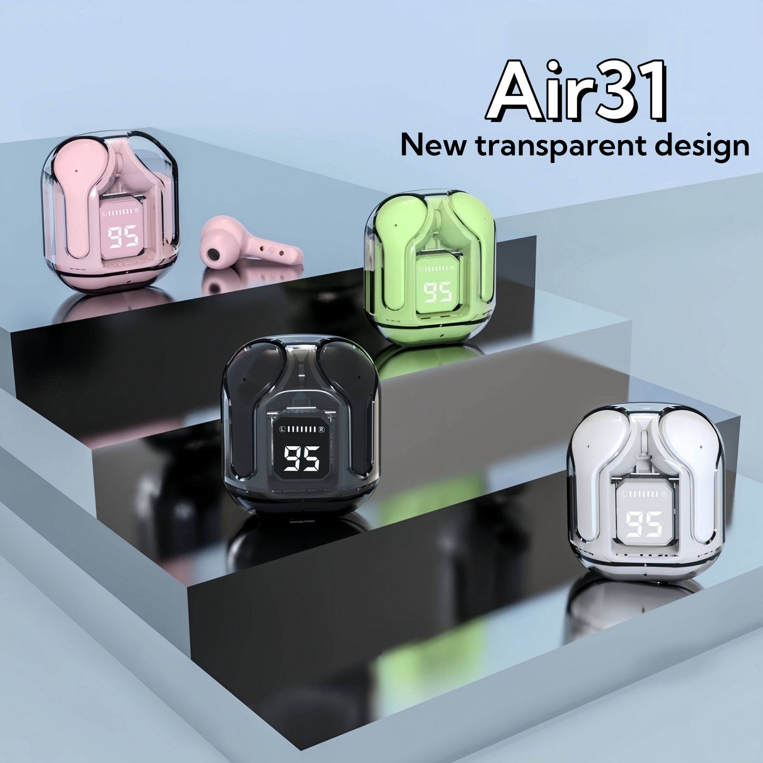 GUIXIA Wireless Bluetooth 5.3 in ear Air31 high-quality transparent headphones with digital battery display