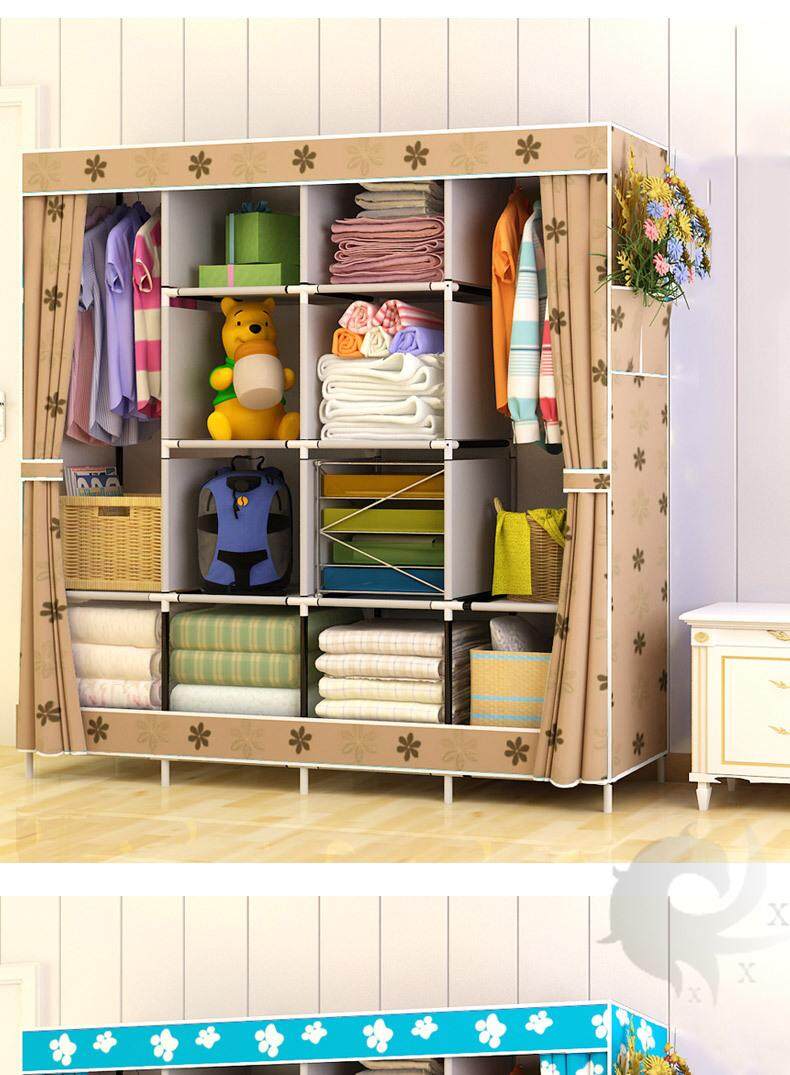 Cloth Wardrobe Furniture Baby Products Oxford Cloth Bold Steel