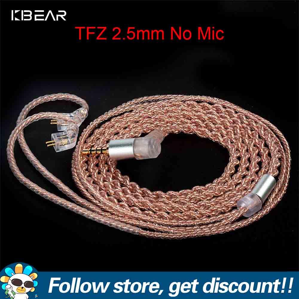 Kbear cáp tai nghe 4 lõi đồng nâng cấp Earbuds dây qdc/TFZ/2pin/MMCX Dây thay thế 3.5mm có thể tháo 