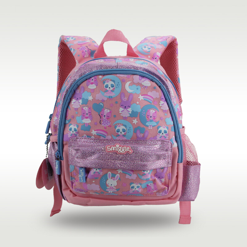 Smiggle cặp đi học cho trẻ em thỏ hồng Ba lô nữ dễ thương cho trẻ em 11 inch 1-3 tuổi