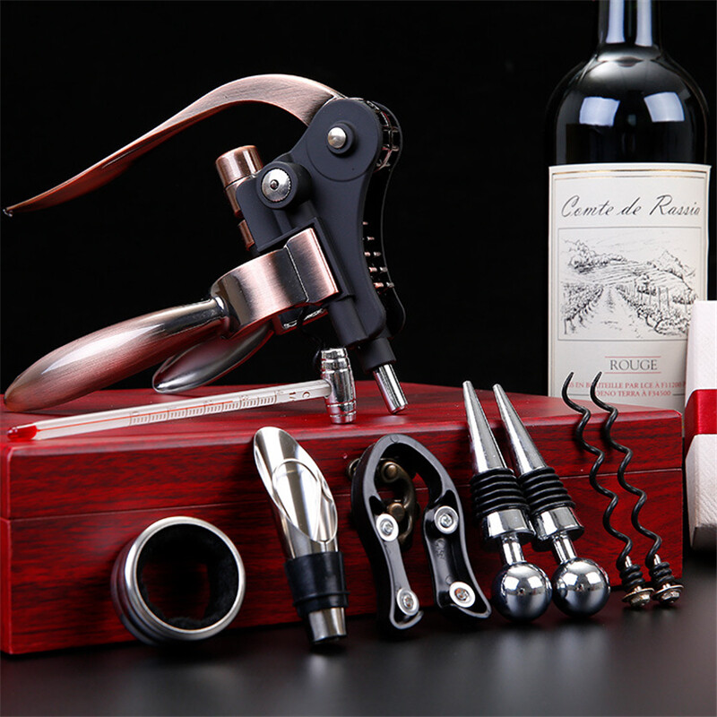 Gambar Profesional Zink Aloi Gabus Pembuka Botol Deluxe Set Decanter Berbentuk Arnab Set Alat Corkscrew Pourer Kit 9 Kotak Hadiah Hadiah