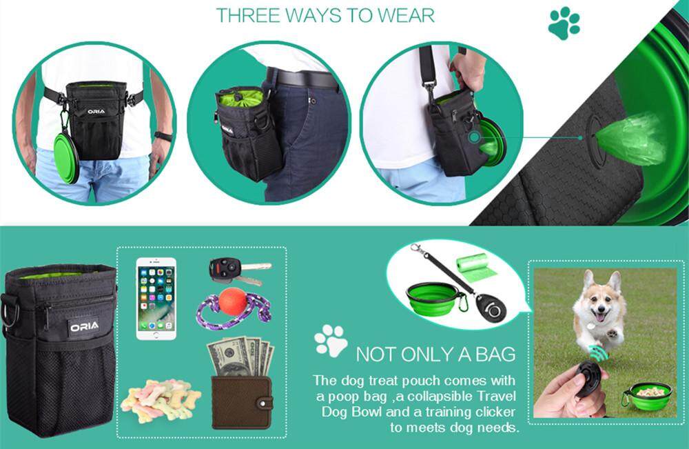 oria chó trị túi huấn luyện túi, huấn luyện thú cưng eo túi với dây đeo có thể điều chỉnh & ốp tô cho chó & lưu trữ cho điều trị, đồ chơi và đào tạo phụ kiện-xanh lá 2